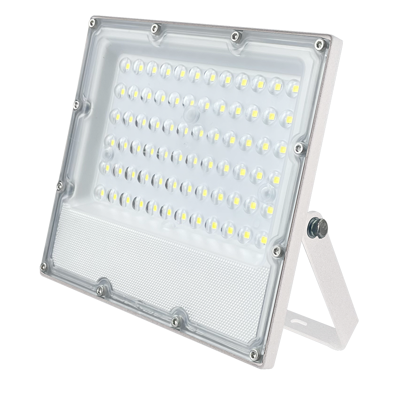 LED WHITE SMD FLOOD LUMINAIRE IP65 50W 6000K 6000Lm 100-277V RA80 IK08 5YRS BREATHING VALVE