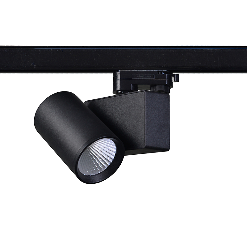 BLACK LED TRACK LUMINAIRE 20W 3000K 3-PHASE 38° 2000LM 230V AC Ra80