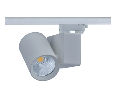 GREY LED TRACK LUMINAIRE 20W 3000K 3-PHASE 34° 2000LM 230V AC Ra80