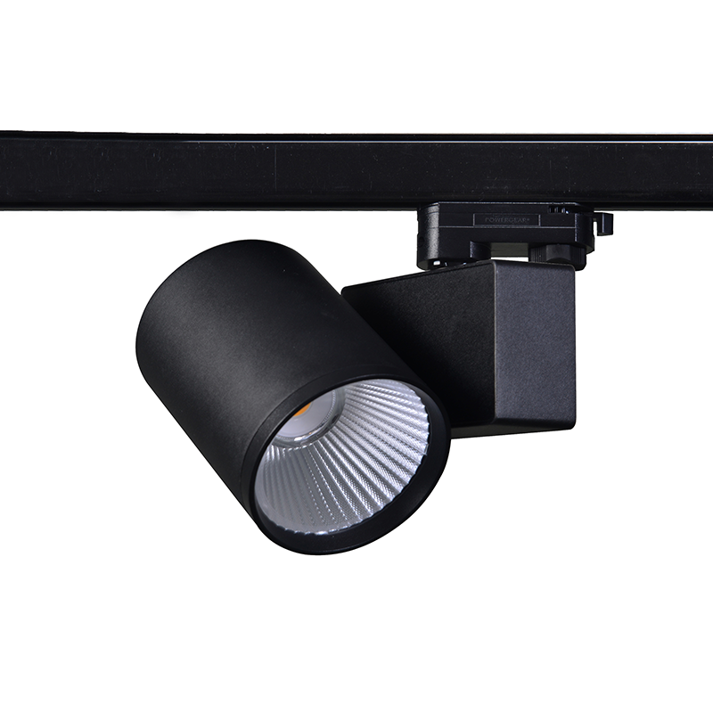 BLACK LED TRACK LUMINAIRE 40W 3000K 3-PHASE 38° 4000LM 230V AC Ra80