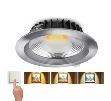 Υ/Κ ΦΩΤΙΣΤΙΚΟ ΧΩΝΕΥΤΟ ΟΡΟΦΗΣ ΝΙΚΕΛ ΜΑΤ 30W CCT 3STEP COB 2535Lm120° ΦΚ.200
