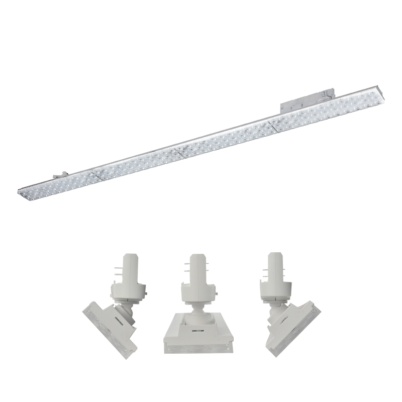 WHITE LED LINEAR MOVABLE TRACK LUMINAIRE 40W 4000K 3-PHASE 90° 5600LM 230V AC Ra90 L1144MM MM 5YRS