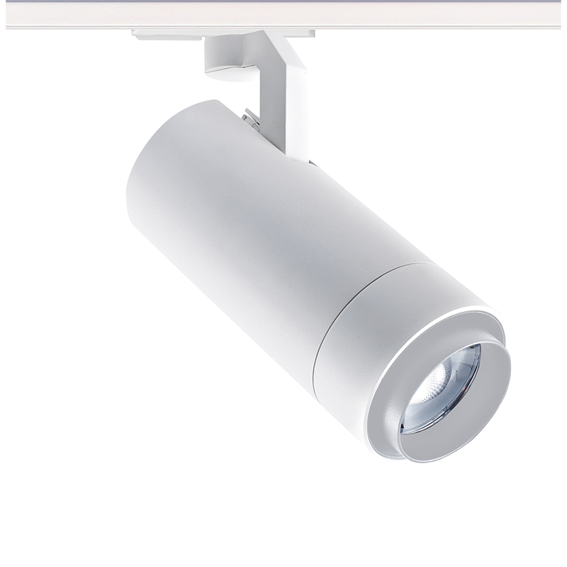 SAND WHITE LED ZOOMABLE TRACK LUMINAIRE 25W 4000K 1-PHASE 25-60° 3000LM MAX. 230V AC Ra80 5YRS