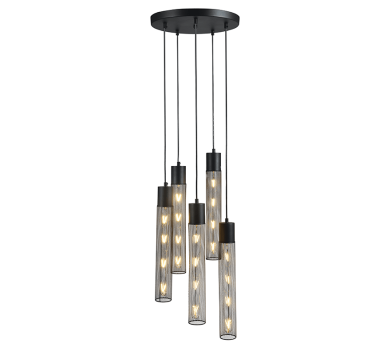 NETTO ΚΡΕΜΑΣΤΟ Φ/Σ 5ΧΕ27 ΜΑΥΡΟ ΜΕΤΑΛΛΙΚΟ D35XH120CM ALCATRAZ