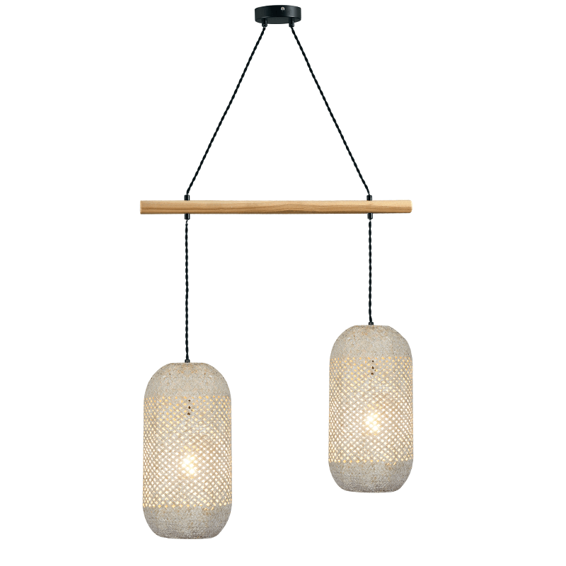 ΚΡΕΜΑΣΤΟ Φ/Σ 2ΧΕ27 RATTAN+ΞΥΛΟ 60X20XH120CM COCONUT