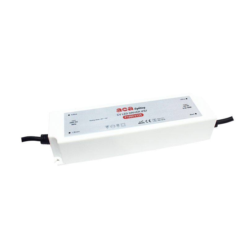 PLASTIC 5YRS CV LED DRIVER 100W 230V AC-12V DC 8.3A IP67 WITH CABLES