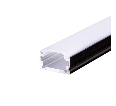 BLACK MICRO ALUMINUM PROFILE WITH OPAL PC DIFFUSER 2m/pc