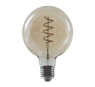 LED FILAMENT E27 G95 4W DIM AMBER SPIRAL 1800K 230V AC 270LM RA80 30000H 360°
