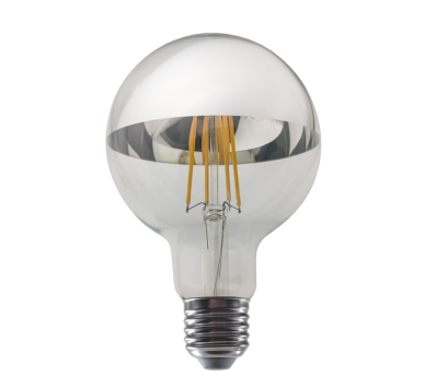 LED FILAMENT E27 DIM G95 8W SILVER 2700K 230V AC 900LM RA80 30000H 180°