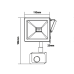 BLACK SENSOR LED SMD FLOOD LUMINAIRE IP66 10W 4000K 850Lm 230V RA80