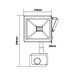 WHITE SENSOR LED SMD FLOOD LUMINAIRE IP66 20W 6000K 1760Lm 230V RA80