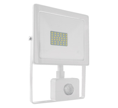 WHITE SENSOR LED SMD FLOOD LUMINAIRE IP66 30W 6000K 2650Lm 230V RA80