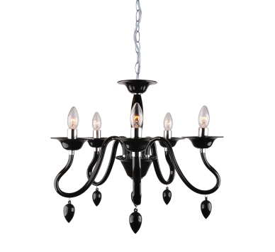 ΚΡΕΜΑΣΤΟ ΑΚΡΥΛΙΚΟ ΜΑΥΡΟ 5Χ40W Ε14 53x H43cm FIRENZE