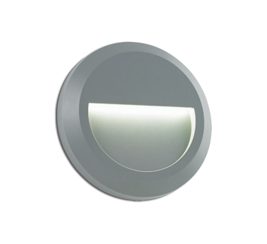 LED WALL ROUND LUMINAIRE GREY 230V AC IP65 2W 3000K 100LM RA80