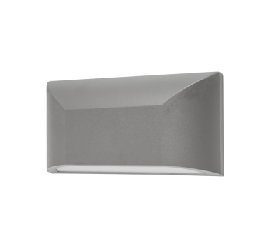 LED WALL RECTANGLE LUMINAIRE GREY 230V AC IP65 6W 3000K 350LM RA80