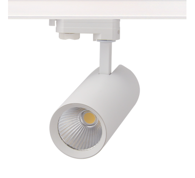 SAND WHITE LED TRACK LUMINAIRE 27W 3000K 3-PHASE 36° 3120LM 230V AC Ra80 Φ74*170MM 5YRS
