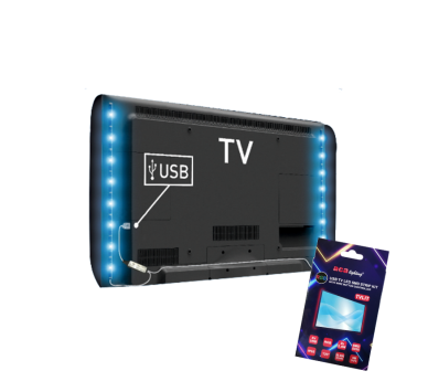 USB TV LED SMD STRIP KIT RGB 2X50CM 2X2.4W IP65 WITH WIRE BUTTON CONTROLLER