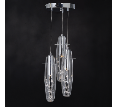 NETTO ΚΡΕΜΑΣΤΟ LED 3X3W 3000K ΓΥΑΛ+ΧΡΩΜ ΜΕΤΑΛ+ΚΡΥΣΤΑΛ Φ30ΧΗ100CM VANI
