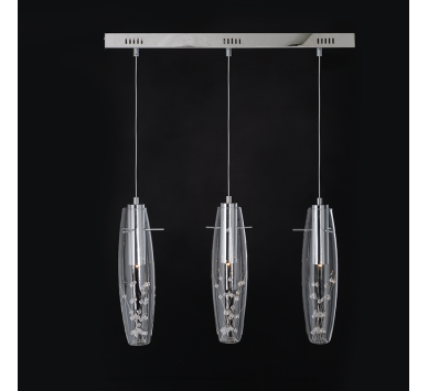 NETTO ΚΡΕΜΑΣΤΟ LED 3X3W 3000K ΓΥΑΛ+ΧΡΩΜ ΜΕΤΑΛ+ΚΡΥΣΤΑΛ 65Χ7ΧΗ100CM VANI