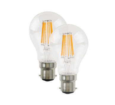 LED FILAMENT B22 A60 7W 4000K 230V AC 620LM RA80 30000H 360° DUO PACK