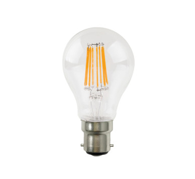 LED FILAMENT B22 A60 8W 2700K 230V AC 890LM RA80 30000H 360°