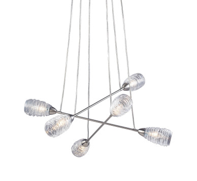 NETTO ΕΞΑΦΩΤΟ ΚΡΕΜΑΣΤΟ ΠΛΕΓΜΑ ΔΙΑΦΑΝΕΣ 6X40W E14 Φ50 Η100c