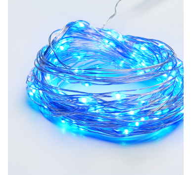 100 LED ΛΑΜΠΑΚ ΣΕΙΡΑ ΧΡΟΝΟΔΙΑΚ ΜΠΛΕ ΑΣΗΜΙ ΚΑΛΩΔ ΧΑΛΚΟΥ & ΜΠΑΤΑΡ 3xAA IP44 10m+10cm