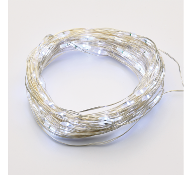 200 LED ΛΑΜΠΑΚ ΣΕΙΡΑ ΨΥΧΡΟ ΛΕΥΚΟ ΑΣΗΜΙ ΚΑΛΩΔ ΧΑΛΚΟΥ ΑΝΤΑΠΤΟΡ(6VDC) & 8 ΠΡΟΓΡΑΜ IP44 20m+3m 6W