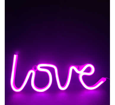 LOVE, 118 NEON LED ΛΑΜΠΑΚΙΑ ΜΕ ΜΠΑΤΑΡΙΑ (3xAA)/USB, ΡΟΖ, IP20, 35.5x2x13cm