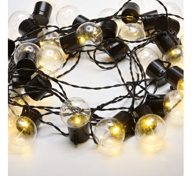 25 LED BALL STRING LIGHT Ø4cm WW 3AA ΜΠΑΤ. REMOTE ΜΕ 8 ΠΡΟΓΡΑΜ. IP 44 ΜΗΚΟΣ 7,2m 0,5m ΚΑΛΩΔΙΟ ΤΡΟΦ.
