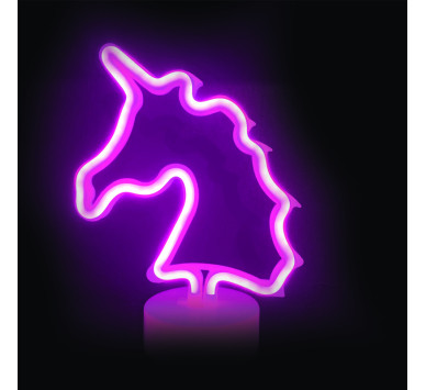 ΜΟΝΟΚΕΡΟΣ, 47 NEON LED ΛΑΜΠΑΚΙΑ ΜΕ ΜΠΑΤΑΡΙΑ (3xAA)/USB, ΡΟΖ, IP20, 25x10x28cm