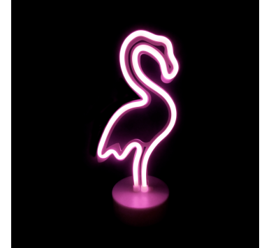 ΦΛΑΜΙΝΓΚΟ, 49 NEON LED ΛΑΜΠΑΚΙΑ ΜΕ ΜΠΑΤΑΡΙΑ (3xAA)/USB, ΡΟΖ, IP20, 16x10x28.5cm