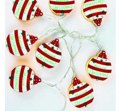 WOODEN XMAS BALL  10 LED ΛΑΜΠ  ΣΕΙΡΑ  ΘΕΡΜΟ ΣΤΑΘΕΡΟ ΜΠΑΤ (2ΧΑΑ) 1,35m IP20 0,3m ΚΑΛ^