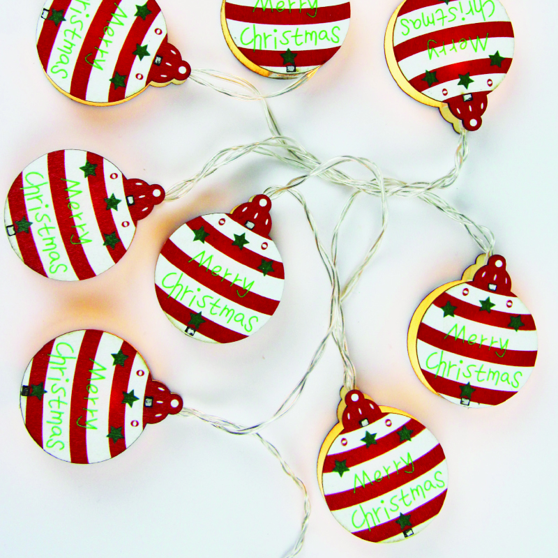 WOODEN XMAS BALL  10 LED ΛΑΜΠ  ΣΕΙΡΑ  ΘΕΡΜΟ ΣΤΑΘΕΡΟ ΜΠΑΤ (2ΧΑΑ) 1,35m IP20 0,3m ΚΑΛ^