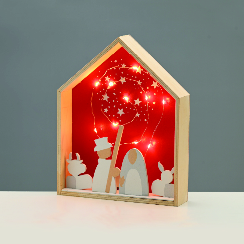 WOODEN HOUSE ΚΟΚΚΙΝΟ 10 LED ΛΑΜΠ ΚΑΛΩΔΙΟ ΧΑΛΚΟΥ ΘΕΡΜΟ ΣΤΑΘΕΡΟ ΜΠΑΤ (2ΧΑΑA) 20*4,5*25cm IP20^
