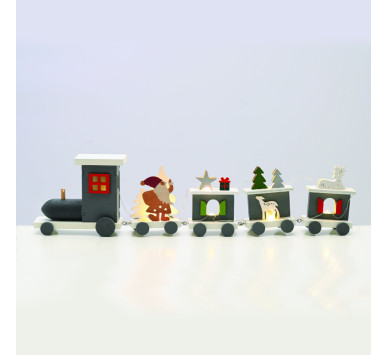 WOODEN TRAIN  9 LED ΛΑΜΠ  ΣΕΙΡΑ ΘΕΡΜΟ ΜΠΑΤ (2ΧΑΑA) 45*5*11cm IP20^