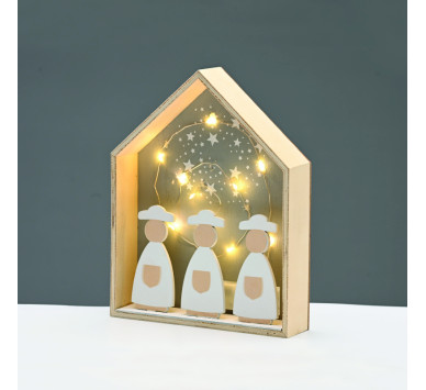 WOODEN HOUSE ΓΚΡΙ 10 LED ΛΑΜΠ ΚΑΛΩΔΙΟ ΧΑΛΚΟΥ ΘΕΡΜΟ ΣΤΑΘΕΡΟ ΜΠΑΤ (2ΧΑΑA) 20*4,5*25cm IP20^