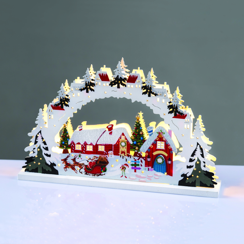 WOODEN HOUSE 15 LED ΛΑΜΠ ΘΕΡΜΟ ΣΤΑΘΕΡΟ ΜΠΑΤ (2ΧΑΑA) 30*5*19cm IP20^