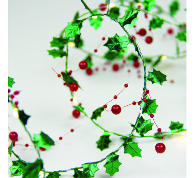 MISTLETOE BERRIES GARLAND 20 LED ΛΑΜΠ ΚΑΛΩΔΙΟ ΧΑΛΚΟΥ ΘΕΡΜΟ ΣΤΑΘΕΡΟ ΜΠΑΤ (2ΧΑΑ) 1,8m IP20 0,3m ΚΑΛ^