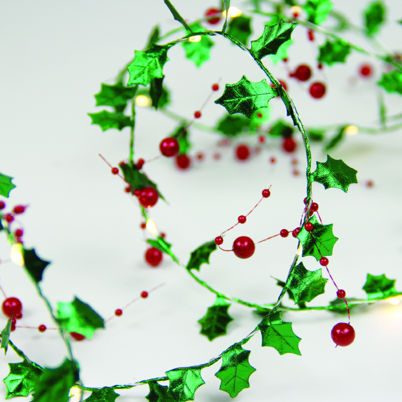 MISTLETOE BERRIES GARLAND 20 LED ΛΑΜΠ ΚΑΛΩΔΙΟ ΧΑΛΚΟΥ ΘΕΡΜΟ ΣΤΑΘΕΡΟ ΜΠΑΤ (2ΧΑΑ) 1,8m IP20 0,3m ΚΑΛ^
