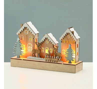 WOODEN VILLAGE  10 LED ΛΑΜΠ ΘΕΡΜΟ ΣΤΑΘΕΡΟ ΜΠΑΤ (2ΧΑA) 25*7*15cm IP20^