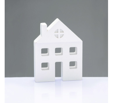 WOODEN DECORATIVE WHITE HOUSE  ΜΟΤΙΦ 10,5*2*8cm^