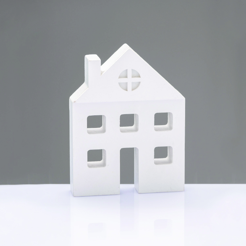 WOODEN DECORATIVE WHITE HOUSE  ΜΟΤΙΦ 10,5*2*8cm^