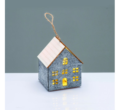 FELT HOUSE WOODEN ROOF ΓΚΡΙ 1 MINI LED ΔΙΑΚ ΘΕΡΜΟ ΛΑΜΠ ΜΠΑΤ 3*AG10 (ΣΥΜΠΕΡΙΛΑΜΒΑΝΕΤΑΙ) 8*8*9,6cm^