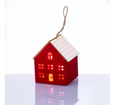 FELT HOUSE WOODEN ROOF ΚΟΚΚΙΝΟ 1 MINI LED ΔΙΑΚ ΘΕΡΜΟ ΛΑΜΠ ΜΠΑΤ 3*AG10 (ΣΥΜΠΕΡΙΛΑΜΒ) 8*8*9,6cm^