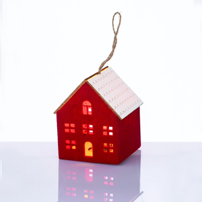 FELT HOUSE WOODEN ROOF ΚΟΚΚΙΝΟ 1 MINI LED ΔΙΑΚ ΘΕΡΜΟ ΛΑΜΠ ΜΠΑΤ 3*AG10 (ΣΥΜΠΕΡΙΛΑΜΒ) 8*8*9,6cm^