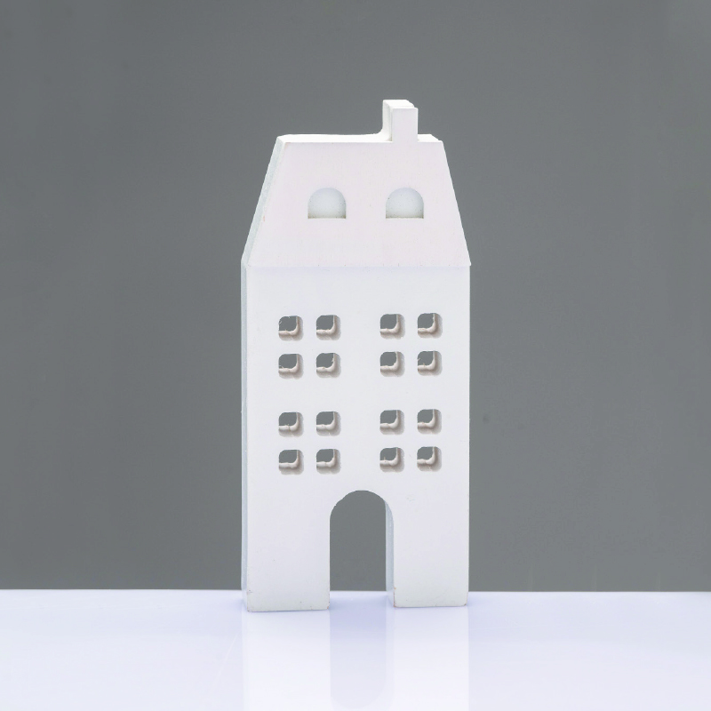 WOODEN DECORATIVE WHITE HOUSE   ΜΟΤΙΦ 6,5*2*14,5cm^