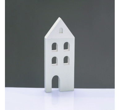 WOODEN DECORATIVE WHITE HOUSE  ΜΟΤΙΦ 7*2*18cm^