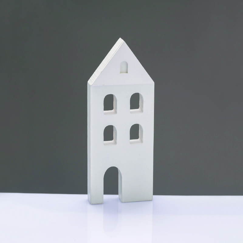 WOODEN DECORATIVE WHITE HOUSE  ΜΟΤΙΦ 7*2*18cm^