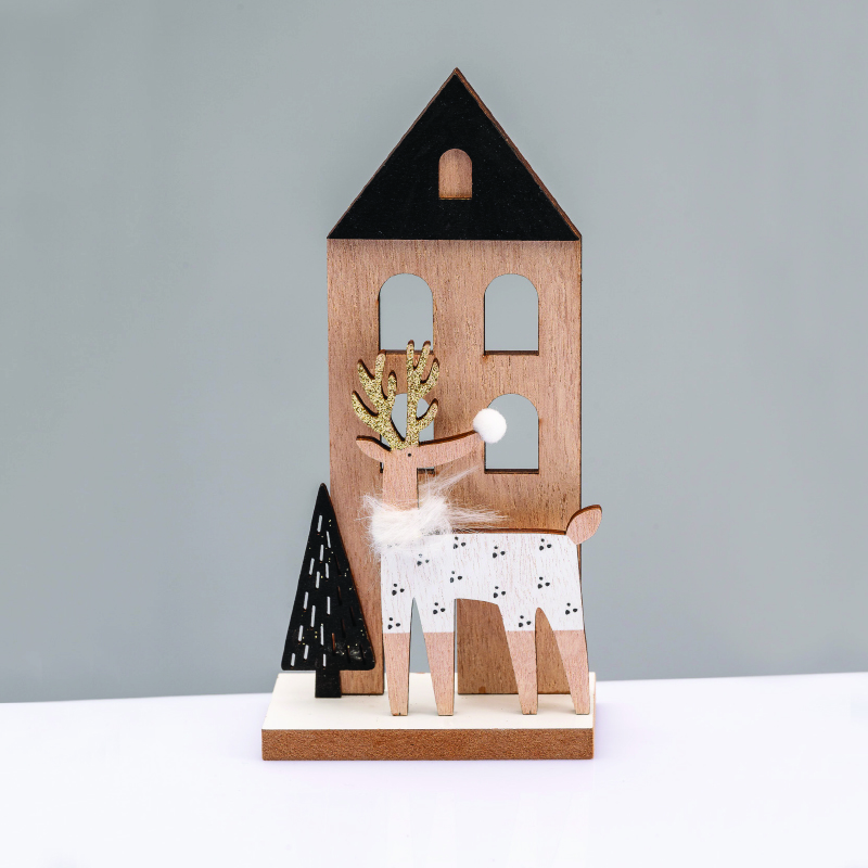WOODEN DEER WITH TREE & DEER ΔΙΑΚΟΣΜΗΤΙΚΟ ΜΟΤΙΦ 19x5x9cm^